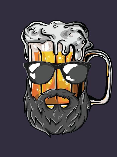 Drinking Logo Design, Beard And Glasses, Beer Tattoos, Beer Painting, Malt Beer, Birthday Presents For Mom, Beer Art, Beer Logo, Drinks Alcohol