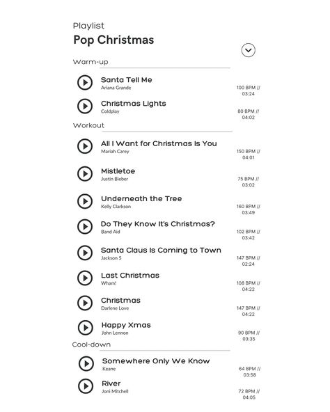 Thanksgiving marks the unofficial start of acceptably playing Christmas music! This year, sweat to the season with playlist-paced walks ✨🎄 Here’s how it works: set your playlist (or turn on shuffle mode) and let the music pace you! 🎶 Upbeat Tunes = pick up the pace or incline 🎶 Slower Melodies = Dial it back for recovery It’s the easiest — and most fun — way to pump up your walk! 👉 swipe for some favorite holiday mixes! Enjoy! Darlene Love, Happy Xmas, Somewhere Only We Know, Santa Claus Is Coming To Town, Jackson 5, Last Christmas, Kelly Clarkson, Christmas Music, Coldplay