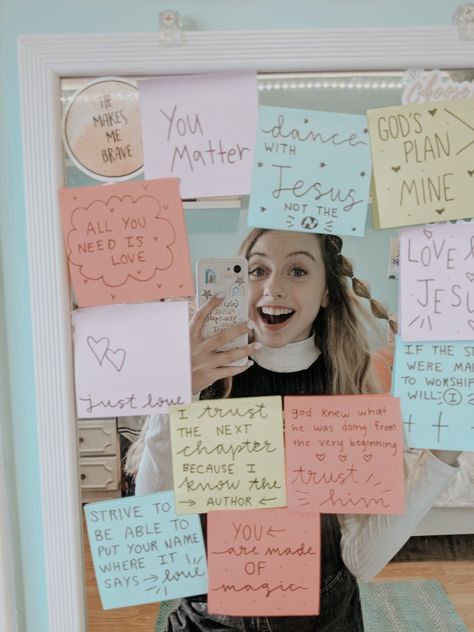 Truth Mirror Ideas, Christian Sticky Notes On Mirror, Christian Truth Mirror, Truth Mirror Ideas Christian, Prayer Mirror At School, Christian Mirror Ideas, Truth Mirrors Christian, Scripture Mirror, Prayer Mirror