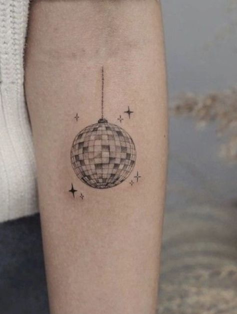 Tattoo Ideas, Fun Tattoos, Fine Line Tattoo, Patchwork Tattoo, Simple Tattoo, Minimalistic Tattoo Ideas Sleeve Of Tiny Tattoos, Mirrorball Fine Line Tattoo, Disco Ball Tattoo Ideas, Two Inch Tattoo Ideas, Patchwork Fine Line Tattoo, Fun Patchwork Tattoo, Fine Line Disco Ball Tattoo, Mirrorball Tattoo Minimalist, Minimalist Tattoo Drawings