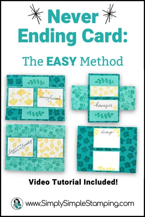 Learn to make a Never-Ending card the EASY way with this step-by-step tutorial. No complicated steps, just simple instructions and a FREE download to get you started. This fun fold card is perfect for any occasion and it’s a must-have in your card making collection. Check it out now! Never Ending Card Tutorial, Infinity Card, Never Ending Card, Folding Cards, Fancy Fold Card Tutorials, Homemade Card, Card Folds, Fun Folds, Interactive Cards