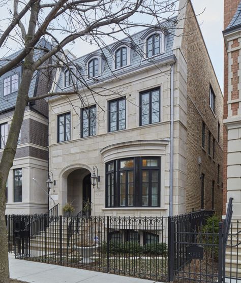 House Black Exterior, Iron Architecture, Glass Transom, Marvin Windows, Painted Door, Townhouse Designs, Roof Architecture, Residential Architect, Slate Roof