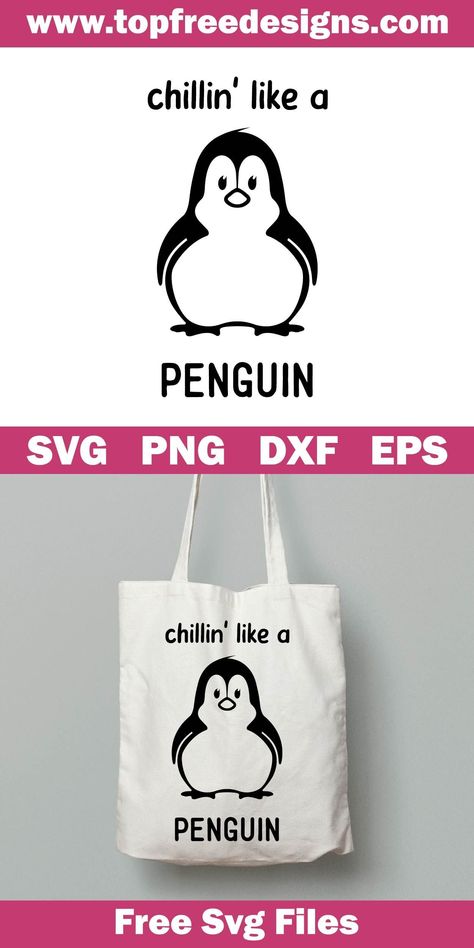 Animal Svg Files Free, Penguin Stencil Free Printable, Cricut Penguin Projects, Iron On Vinyl Cricut Images Animals, Penguin Shirt Diy, Flour Sack Crafts, Penguin Cricut Svg, Cricut Svg Files Free, Free Cut Files