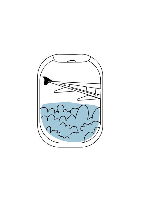 Plane Art Drawing, Plane Window Illustration, Airplane Window Illustration, Cute Airplane Drawing, Plane Window Drawing, Airplane Window Tattoo, Plane Line Art, Pilot Illustration, Plane Doodle