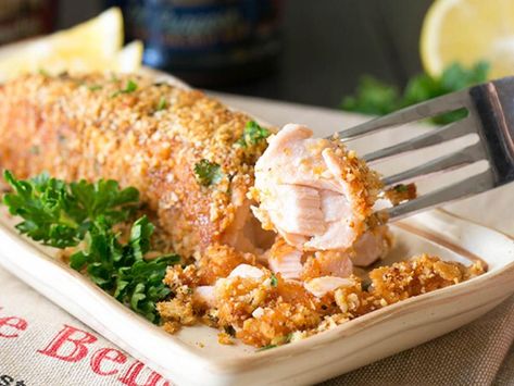 Baked Salmon with Ritz Cracker Topping Recipe and Nutrition - Eat This Much Quick Nutritious Meals, Ritz Cracker Topping, Crusted Salmon Recipes, Parmesan Crusted Salmon, Ritz Cracker Recipes, Flaked Salmon, Cracker Toppings, Ritz Cracker, Crusted Salmon