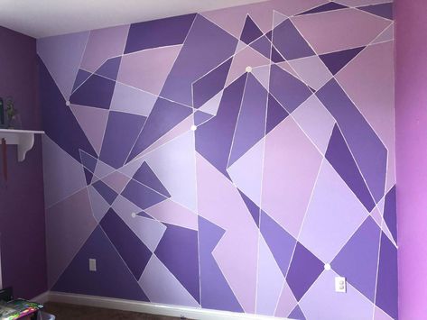 Make This Magic Kingdom Purple Wall for Your Home Purple Wall Disney, Disney Purple Wall, Purple Wall Mural, Purple Wall Room Ideas, Purple Wall Painting Ideas, Purple Geometric Wall, Lightning Mirror, Purple Wall Bedroom, Purple Wall Paint