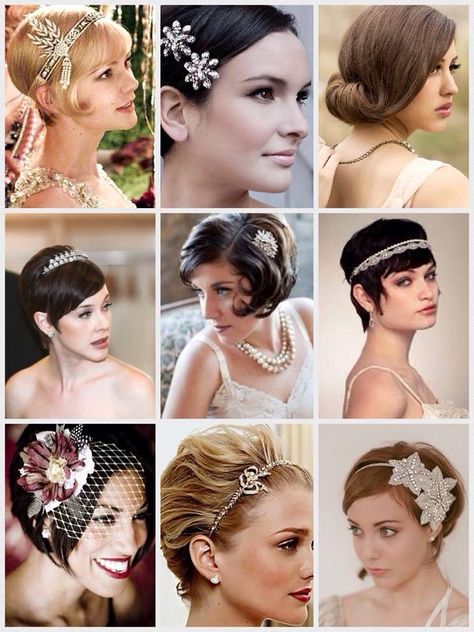 Short hair wedding inspiration Short Hair Wedding, Short Hair Accessories, Wedding Haircut, Short Hair Bride, 1920s Hair, Short Wedding Hair, Very Short Hair, Hair Wedding, Penteado Cabelo Curto