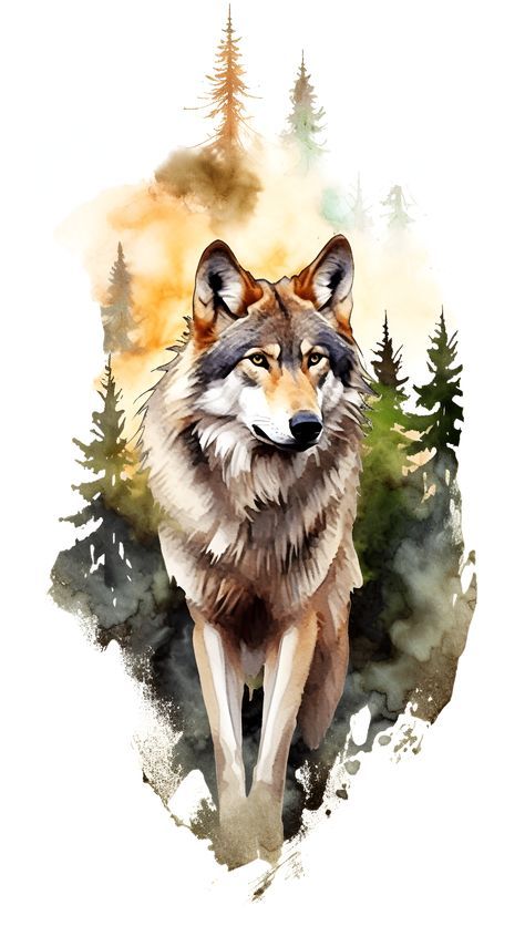 Watercolor Art Paintings Beautiful, Detailed Art Drawings, Wolf Art Tattoo, Wolf Art Wallpaper, Wolf Phone Wallpaper, Wolf Illustration Art, Watercolor Wolf Painting, Wolf Art Painting, Watercolor Art Animals