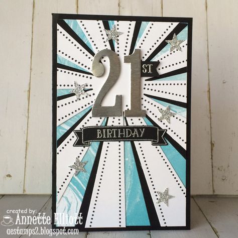 AEstamps a Latte...: Happy 21st Birthday! Sunburst Cards, 21 Cards, 21st Birthday Card, Stampin Up Birthday Cards, 21st Birthday Cards, Homemade Birthday Cards, Masculine Birthday Cards, Boy Cards, Happy 21st Birthday