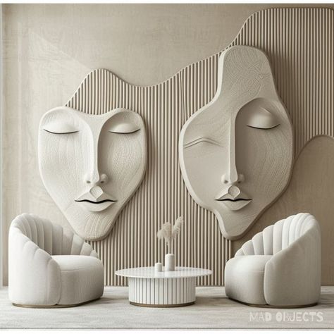 Mural Sculpture, Sculpture Design, Living Room Design Decor, Plaster Art, Wall Decor Design, Minimalist Interior Design, Wall Sculpture Art, Decor Trends, Wall Sculpture