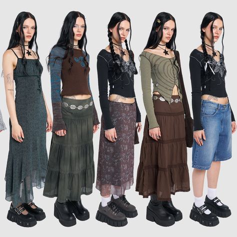 Oversized Cottagecore Outfit, Casual Skirt And Dress Outfits, Alternative Fall Fashion 2023, Style Ideas Outfit Aesthetic, Skirt Over Skirt, Fall Outfits With Long Skirts, Grunge Maxi Skirt Outfits, Minga London Outfits, Outfit Ideas With Long Skirts