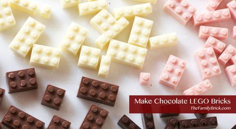 Learn how to make chocolate LEGO bricks! Lego Molds, Chocolate Lego, Lego Blocks, Lego Birthday, Lego Brick, How To Make Chocolate, Vanilla Flavoring, Food Design, Melting Chocolate