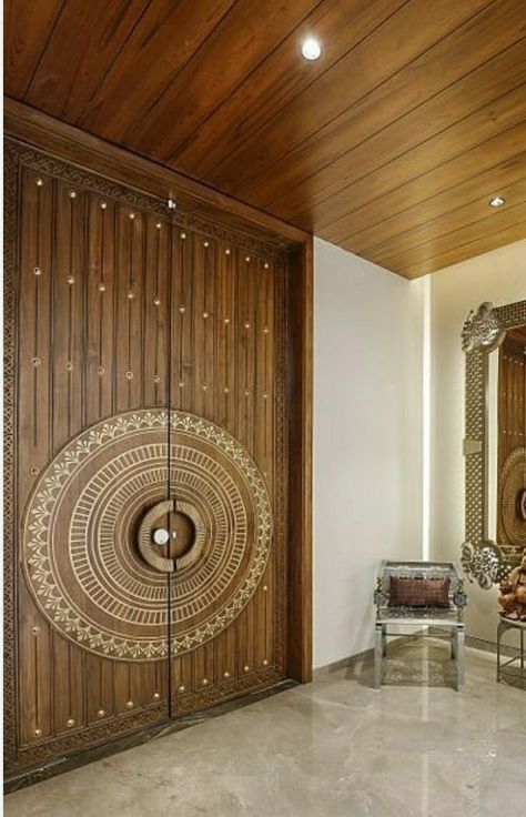 Main Door Design Double Modern, Luxury Main Door Design Entrance, Pillar Exterior Design, Modern Wooden Main Door Design, Main Entrance Wooden Doors, Main Door Design Ideas, Front Door Designs, Door Design Ideas, House Main Door