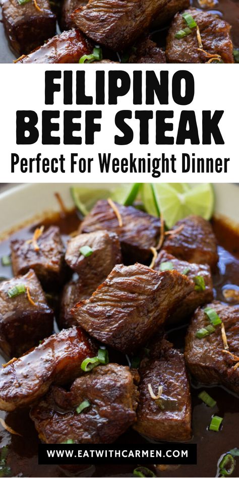 Looking for an easy and delicious Filipino ulam idea? This Quick & Easy Filipino Beef Salpicao (Bistek Tagalog) is perfect for dinner or a tasty pinoy lunch. Tender beef steak cooked in a flavorful marinade with onions and tomatoes, served over rice or in a sandwich, will have everyone coming back for more! It's an authentic Filipino recipe that's simple to make, even in an Instant Pot, and is great for plating in a bowl for a satisfying meal your family will love. Pinoy Lunch, Beef Salpicao Recipe, Salpicao Recipe, Filipino Ulam, Recipes For Dinner Beef, Bistek Recipe, Bistek Tagalog, Air Fryer Meatloaf, Low Carb Ground Beef Recipes