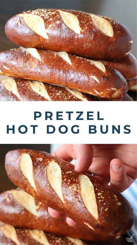 Pretzel Hot Dog Buns Canned Biscuit Pretzels, Pretzel Bun Recipe Sandwiches, Pretzel Sandwich Buns, Bake Pretzels, Use Hot Dog Buns, Sour Dough Hot Dog Buns, Pretzel Buns Recipe, Pretzel Rolls Recipe, New England Hot Dog Buns Recipe