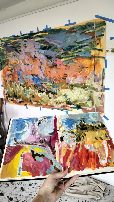 Emily Day Studio - sketchbook process - art studio - Australian art for your home Landscape Art Abstract, Abstract Nature Art, Learning Art, Australian Painters, Art Process, Expressionist Painting, Contemporary Abstract Art, Learn Art, Art For Your Home