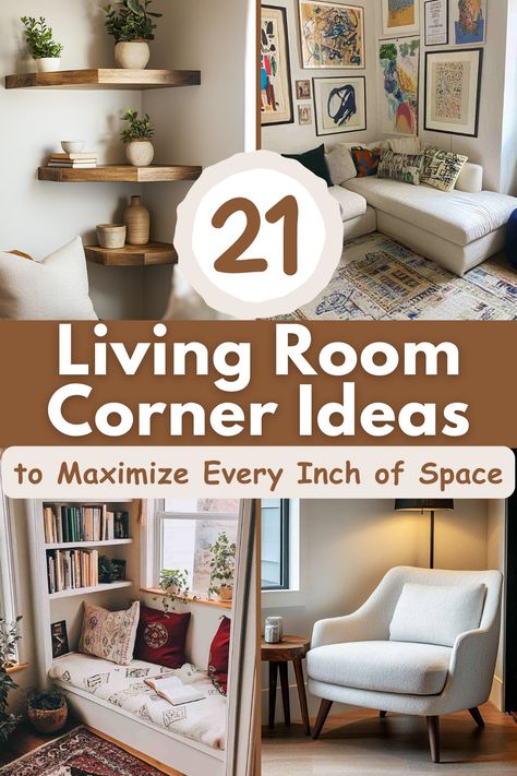 Looking to bring life to those empty corners? Check out these fun and functional living room corner ideas for a cozy, stylish, and organized home! #LivingRoomDecor #HomeInspiration #CornerIdeas #InteriorDesign #SmallSpaceDecor Room Space Filler Ideas, Small Corner Couch Tiny House, Corner Wall Behind Couch Decor, Corner Chair With Lamp, Reading Corner In Living Room Ideas, Living Room Corner Nook Ideas, Ideas For Small Corners In Living Room, Corner Next To Couch Decor, Corner Chair Decor Living Room