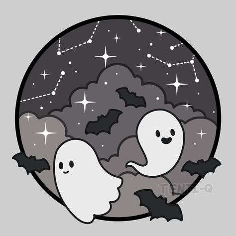 #halloween #circles #digitalart ##digitalartist #black #grey #october #ghosts #bats #clouds #sparkles #stars #pastel #soft #aesthetic #stickers #cute #kawaii #original Halloween Mlm Pfp, Circle Stickers Aesthetic, Cute Clipart Aesthetic, Ghost Cartoon Cute, Cute Ghost Aesthetic, Cute Spooky Aesthetic, Pastel Soft Aesthetic, Cute Ghost Art, Kawaii Ghost