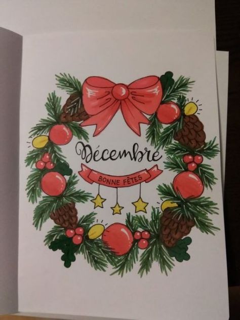 Bullet Journal Christmas, Art Journal Challenge, December Bullet Journal, Bullet Journal Page, Bullet Journal Set Up, Bullet Journal Cover Page, Bullet Planner, Christmas Doodles, Bullet Journal Mood