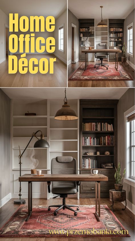 Revamp your small home office with creative decor ideas. Find inspiration in small home office design and decor that enhances both productivity and comfort. Explore indoor design and home décor tips to make your small working space efficient and stylish, perfect for any home office setup.

#design #smallspaces #smallhomeofficeinspiration #indoordesign #homedécor #homeofficedecor #smallhomeoffice #homedecor #smallworkingspace #smallworkspacedecor Small Working Space, Contemporary Study Room, Study Room Design Ideas, Small Home Office Design, Office Decor Creative, Modern Study Rooms, Working Room, Create A Cozy Home, Small Workspace