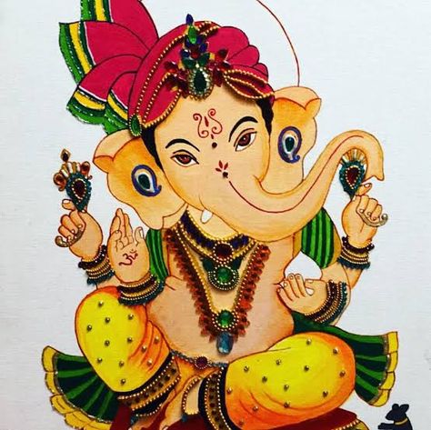 Ganpati Paintings Canvases, Lord Ganesha Paintings Canvases, Ganpati Paintings, Abstract Painting Diy, Ganesha Drawing, Ganesh Art Paintings, Art Deco Paintings, Texture Painting On Canvas, Lord Ganesha Paintings