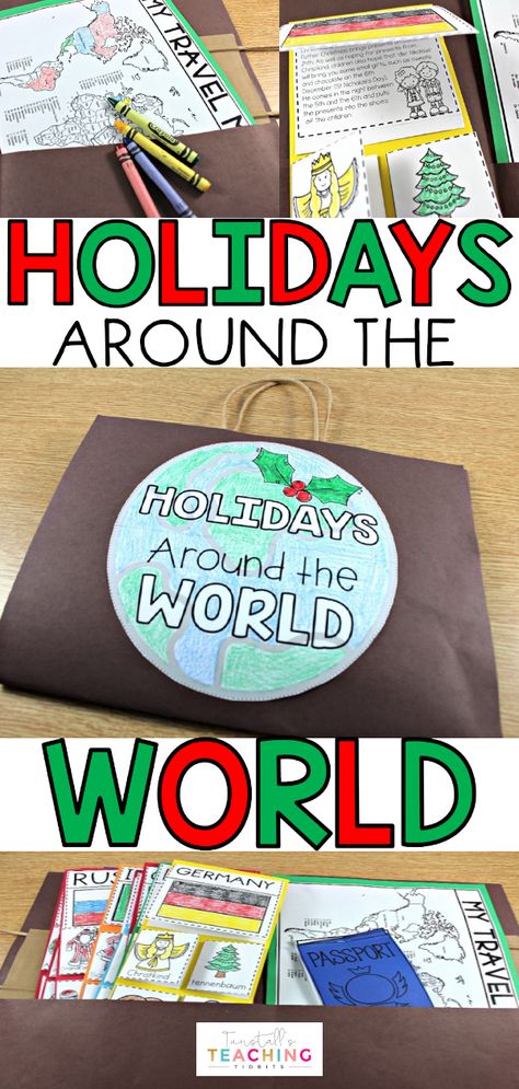 Holiday Activities For 2nd Grade, Holidays Around The World 2nd Grade, Social Studies Christmas Activities, Free Christmas Around The World, Holidays Around The World Preschool Art, Holidays Around The World Crafts Kids, Holidays Around The World First Grade, Holidays Around The World Bulletin Board, Holidays Around The World Preschool