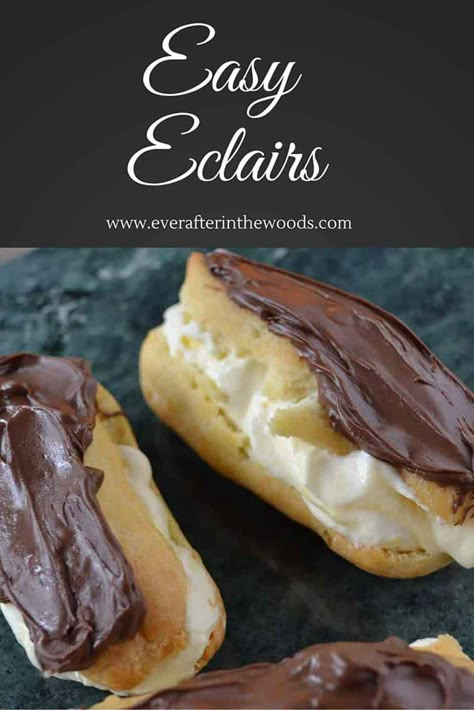 Eclair Pastry, Easy Eclair Recipe, Easy Eclairs, Chocolate Eclair Recipe, Eclairs Dessert, Vanilla Cream Filling, Eclair Recipe, Cream Puff Recipe, Funnel Cakes