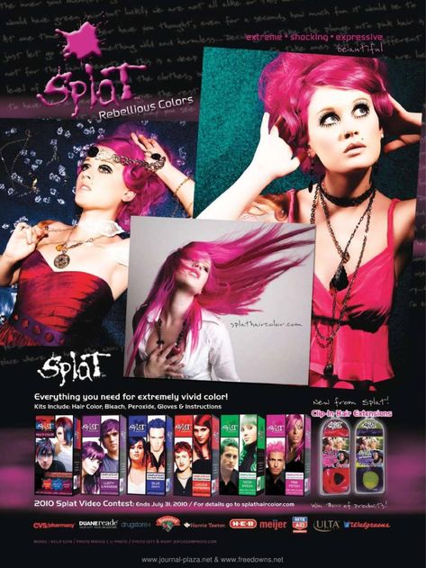 @sherischwager Y2k Hair Dye, Splat Hair Dye, Y2k Magazine, Splat Hair Color, Kelly Eden, 2000s Magazines, Magazine Cover Page, Y2k Hair, Hair Magazine