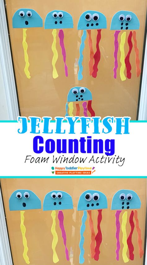 Preschool Jellyfish Activities, Jellyfish Counting, Math Preschool, Fish Theme, Gross Motor Activities, Shapes Activities, Letter Matching, Jelly Fish, Preschool Lessons