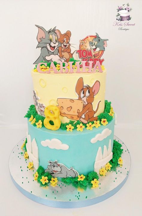 #cake #cakedecorating #cakeart #cakedecor #cakesdecor Tom And Jerry Cake Designs, Tom And Jerry Birthday Cakes, 1st Birthday Cake Designs, Bon Voyage Cake, Tom And Jerry Cake, Decor Tort, Tire Cake, Cartoon Birthday Cake, Minnie Mouse Birthday Cakes