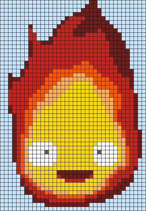 Calcifer Alpha Pattern, Totoro Alpha Pattern, Alpha Pattern Ghibli, Anime Grid Pattern, Studio Ghibli Alpha Pattern, Studio Ghibli Pixel Art, Totoro Blanket, Cute Studio Ghibli, Pixel Art Templates