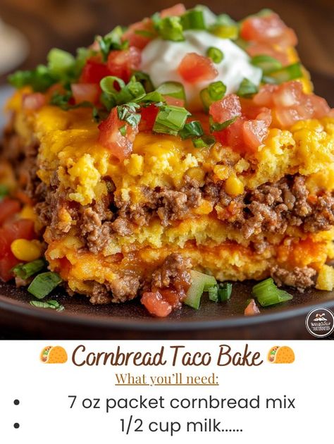 Cornbread Taco Bake, Cornbread Taco, Seasoned Ground Beef, Corn Bread Bake, With Cornbread, Taco Pie, Jiffy Cornbread, Cornbread Casserole, Taco Bake