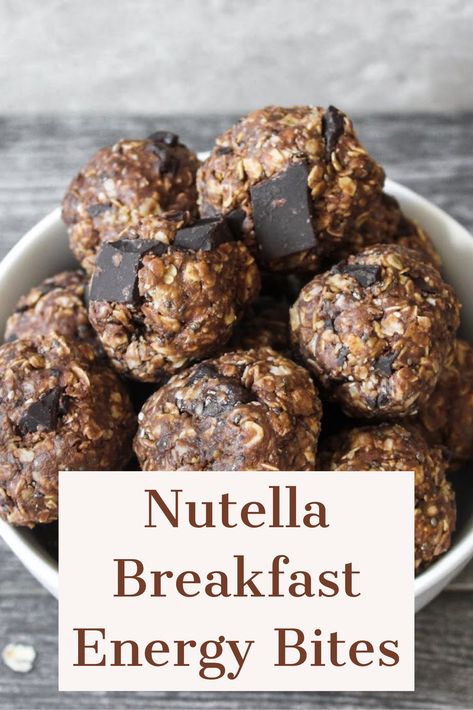 Nutella Energy Bites, Healthy Nutella Bites, Healthy Nutella Breakfast, What To Make With Nutella, Nutella Energy Balls, Breakfast Energy, Nutella Breakfast, Cakes Slices, Energy Bite