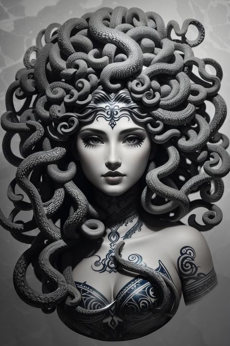 Ia para tattoo Medusa Pictures, Medusa Artwork, Halloween Promotions, Medusa Gorgon, Medusa Art, Architectural Sculpture, Medusa Tattoo, Greek Mythology Art, Greek And Roman Mythology