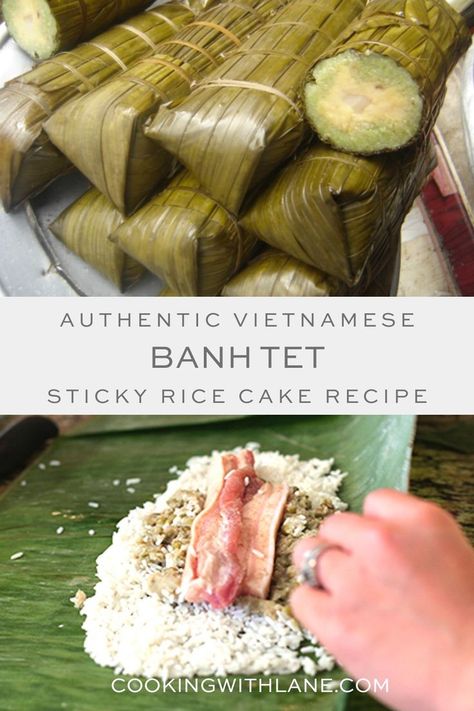 Instant Pot Banh Tet Recipe - Vietnamese New Year's Rice Cake Banh Tet, Asian Potluck, Vietnamese Lunar New Year, Vietnamese New Year, Sticky Rice Cake, Vietnamese Rice, Vietnamese Dessert, Rice Cake Recipes, Asian Rice