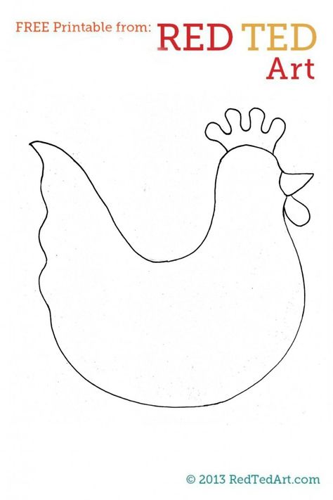 Chicken Printable Part 2 Hen Template, Easy Easter Cards, Chicken Outline, Chicken Printable, Diy Pop Up Cards, Easter Crafts Preschool, Craft For Preschoolers, Diy Pop, Red Ted Art