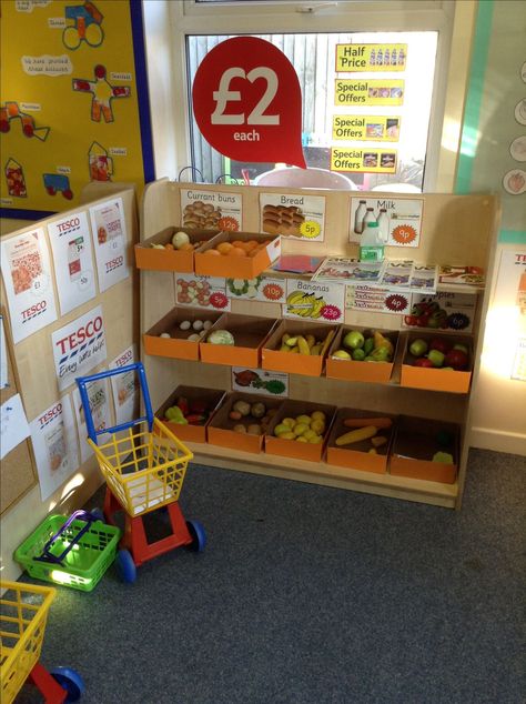 Shop Role Play Area, Role Play Shop Ideas, Supermarket Role Play Area, Farm Shop Role Play, Supermarket Role Play Eyfs, Supermarket Role Play, Role Play Area Ideas, Farm Shop Role Play Eyfs, Role Play Areas Eyfs Home Corner