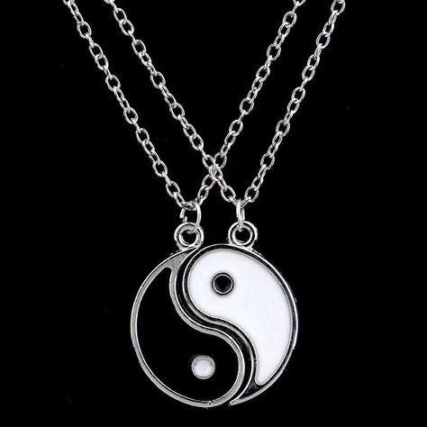 Large Ying And Yang Yin Best Friends Enamel 2 Necklace Pendant Ying And Yang, Ying Yang, Tai Chi, Yin Yang, Necklace Pendant, Choker, Best Friends, Necklaces, Pendant