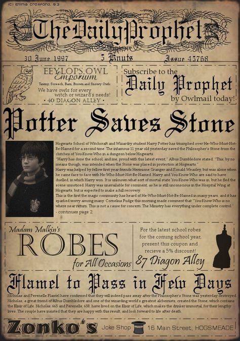 New paper Poster printable Harry Potter Harry Potter Newspaper, Poster Harry Potter, Harry Potter Scrapbook, Classe Harry Potter, Imprimibles Harry Potter, Daily Prophet, Harry Potter Classroom, Harry Potter Printables, Harry Potter Bedroom