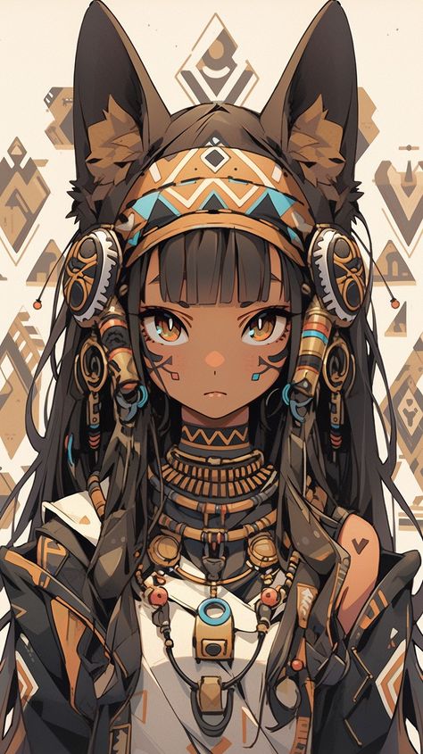 Anime Egyptian, Fantasy Creatures Art, Black Art Pictures, Anime Artwork Wallpaper, Manga Characters, 영감을 주는 캐릭터, Cat Girl, Anime Poses, Anime Artwork