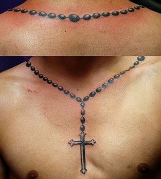 Cross Necklace Tattoo, Rosary Tattoos, Rosary Tattoo, Necklace Tattoo, Aztec Tattoo Designs, Word Tattoo, Cross Tattoo For Men, Awesome Tattoo, Aztec Tattoo