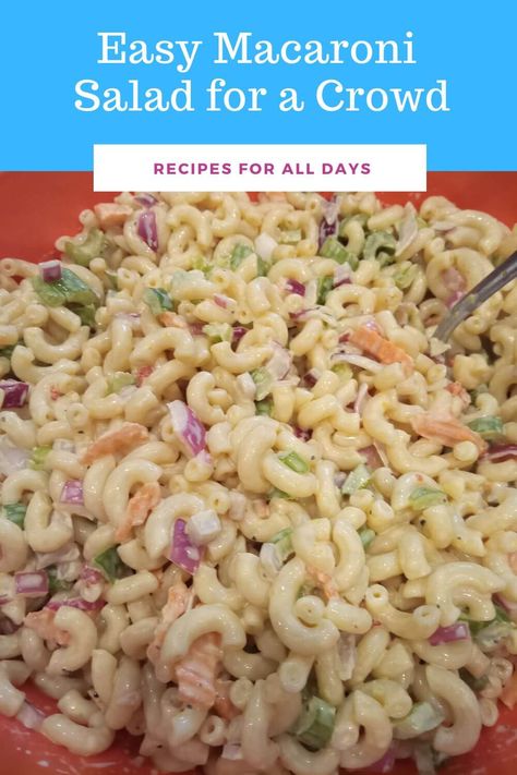 Easy Macaroni Salad for a Crowd Picnic Macaroni Salad, Inexpensive Salads For A Crowd, Macaroni Salad For 50 People, Macaroni Salad For A Crowd, Macaroni Salad With Miracle Whip, Pasta Salad For A Crowd, Cooking Macaroni, Salad For A Crowd, Mac Salad Recipe