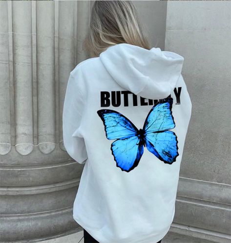 blue butterfly hoodies Check more at https://amiostores.com/product/blue-butterfly-hoodies/ Cool Hoodies Designs, Butterfly Hoodie, Harajuku Hoodie, Black Hoodie Women, Harajuku Women, Unique Hoodies, Fashion Autumn, Next Clothes, Personalized Hoodies