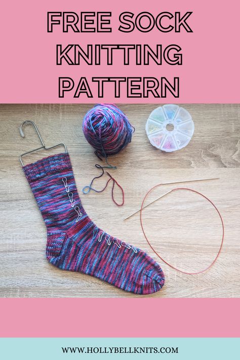 Vanilla Sock Pattern Knitting, Free Knit Sock Patterns For Beginners, Vanilla Socks Free Pattern, Knitting Starting, Sock Yarn Knitting Patterns, Magic Loop Knitting, Handknit Socks, Sock Knitting Pattern, Kitchener Stitch