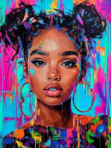 Create Black Women Paintings, Female Artwork, Abstract Portrait Painting, Tiger Painting, Art People, Dope Cartoon Art, Africa Art, Afro Art, Abstract Portrait