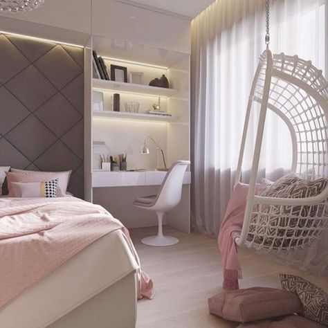 Teenage Girl Room, Girl Bedroom Designs, Teen Bedroom Decor, Girl Bedroom Decor, Design Girl, Bedroom Loft, Bedroom Designs, White Bedroom