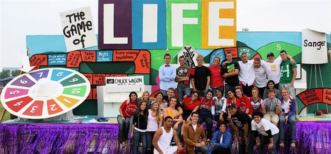 Game of Life Float Idea Game Of Life Parade Float, Board Game Float Ideas, Hoco Floats, Homecoming Hallways, Spirit Week Themes, Life Board Game, Rally Idea, Prom Planning, Homecoming Floats