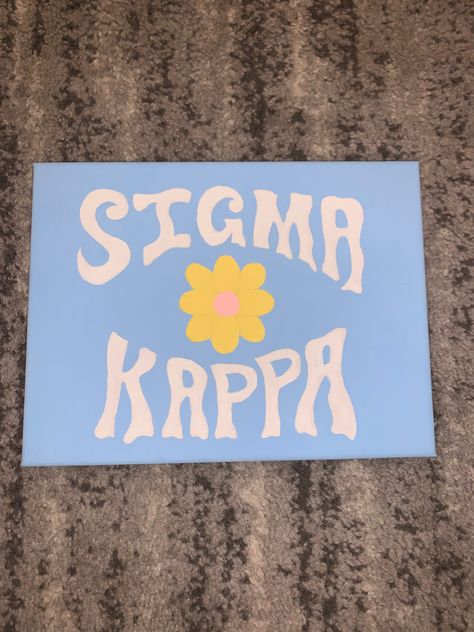 Canvas Painting Ideas Frat, Easy Sorority Canvas Simple, Yellow Sorority Canvas, Blue Sorority Canvas, Zta Canvas Painting, Sigma Kappa Canvas Paintings, Sigma Kappa Painting, Axo Canvas Painting, Sorority Canvas Paintings Big Little