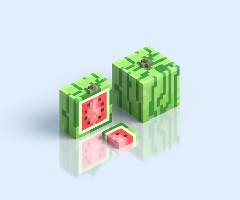 ArtStation - Props04 - Watermelon Cube, Mike Nicholson Minecraft Watermelon, Shaped Watermelon, Voxel Games, Construction Minecraft, Minecraft Statues, Voxel Art, Minecraft Pictures, Minecraft Anime, Lego Craft