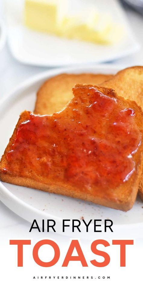 Make this quick and easy air fryer breakfast idea! This Air Fryer Toast is the best breakfast recipe that features a perfectly golden-brown bread and crisp all over. Learn how to air fry toast with these step-by-step instructions. Enjoy these plain toasts with jam or peanut butter! Air Fryer Toast, Toast With Jam, Fried Toast, Air Fryer Breakfast, Chicken Breast Recipes Easy, Sausage Patty, Brown Bread, The Best Breakfast, Easy Air Fryer